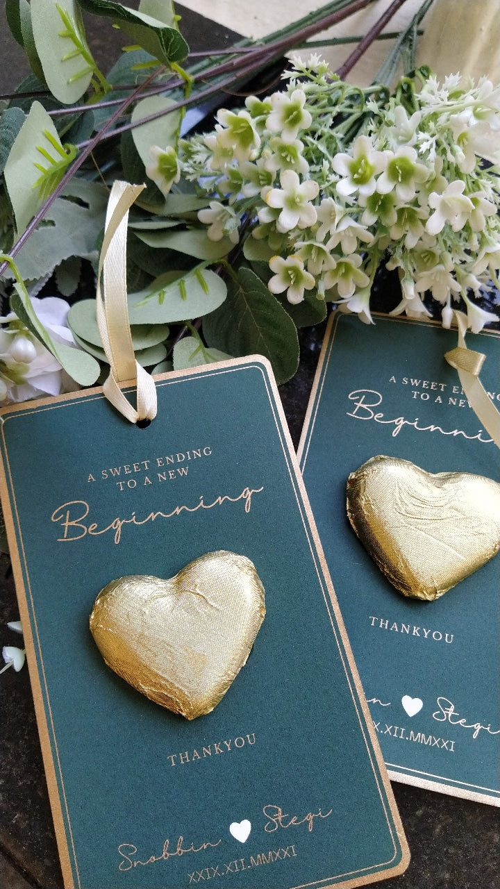 Chocolate Heart Cards - Wedding Favors