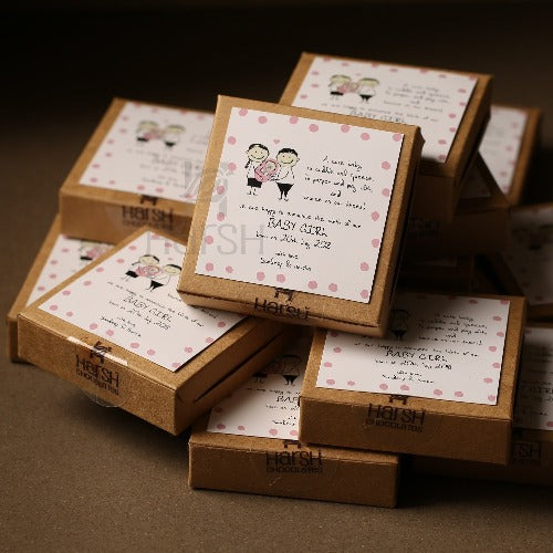 Baby birth announcements gift boxes hampers by Harsh Chocolates