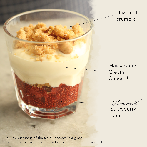 Strawberry jam with cheese and hazelnut in Mumbai, Modern desserts in Mumbai