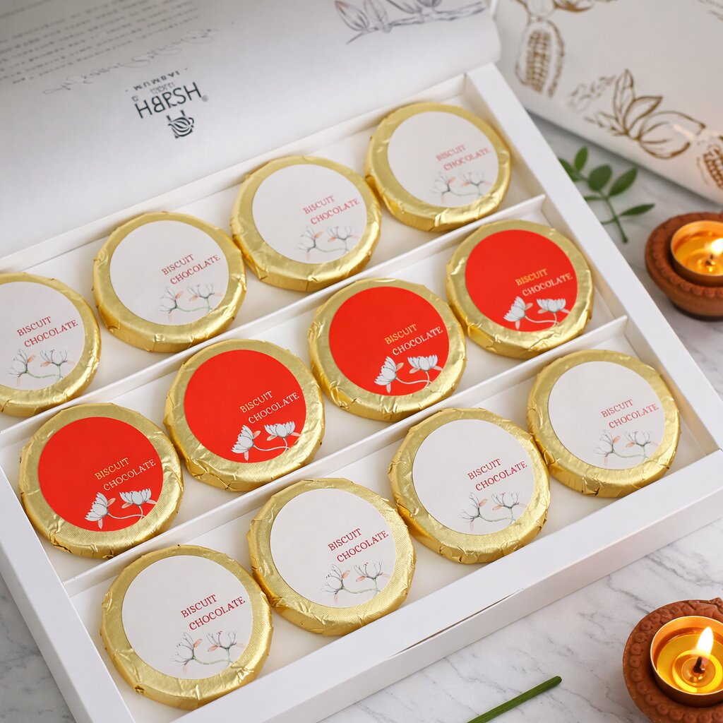 Quirky Fusion Wedding - Biscuit Chocolate Box of 12