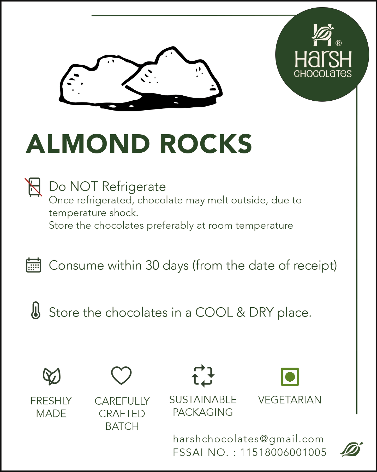 how should I store Almond rock chocolates